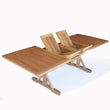Load image into Gallery viewer, teak dining double extension table with extensions in motion to close