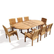 Load image into Gallery viewer, New 9pc Grade-A Teak Outdoor Dining Set-one Double Extension Oval Table 95x40 & 8 Verona Stacking Arm Chairs + cushions