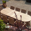 Load image into Gallery viewer, New 11pc Grade-A Teak Outdoor Dining Set-one Double Extension Oval Table 118x40 & 10 Verona Stacking Arm Chairs + cushions