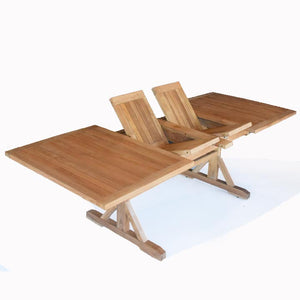 Teak Outdoor Heavy Built Double Extension Rectangle Dining Table Carpenter