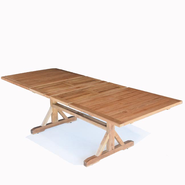 Teak Outdoor Heavy Built Double Extension Rectangle Dining Table Carpenter