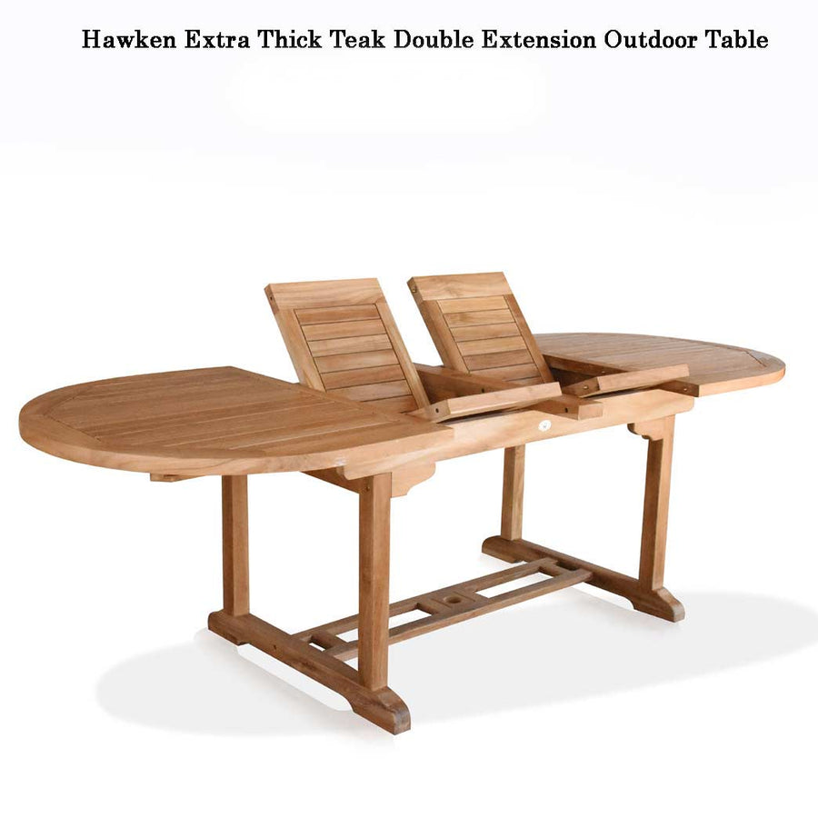 Hawken teak double extension Outdoor Oval table  (AVAILABLE IN 3 SIZES)