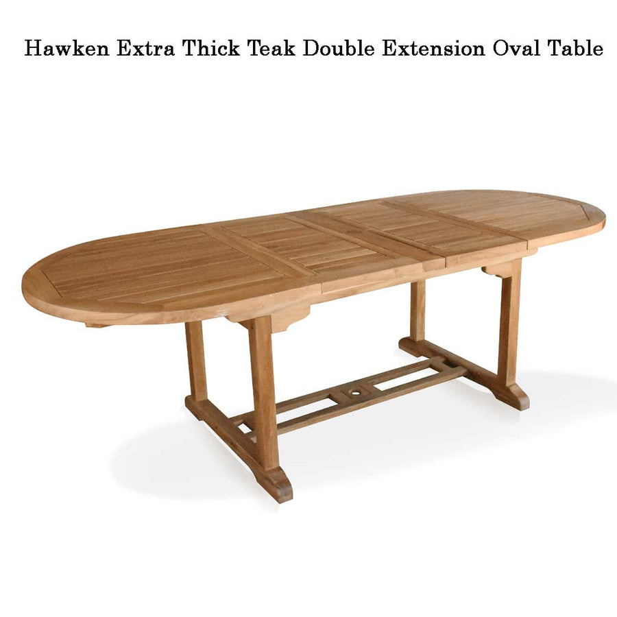 Hawken teak double extension Outdoor Oval table  (AVAILABLE IN 3 SIZES)