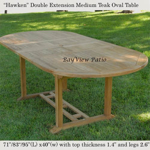 Hawken teak double extension Outdoor Oval table  (AVAILABLE IN 3 SIZES)