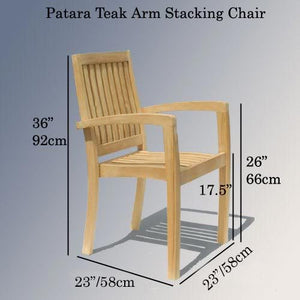 New 11pc Grade-A Teak Outdoor Dining Set-one Double Extension Table 118x40 & 10 Patara Stacking Arm Chairs + cushions