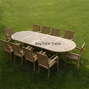 Hawken teak double extension Outdoor Oval table  (AVAILABLE IN 3 SIZES)