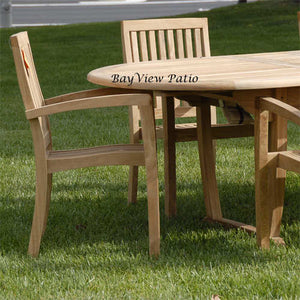 New 7Pc teak outdoor dining set with one table and 6 Patara chairs with cushions