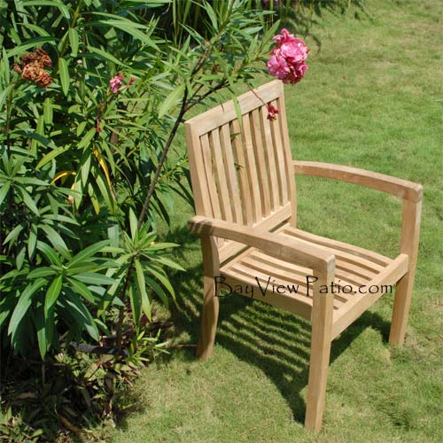 New 11pc Grade-A Teak Outdoor Dining Set-one Double Extension Table 118x40 & 10 Patara Stacking Arm Chairs + cushions