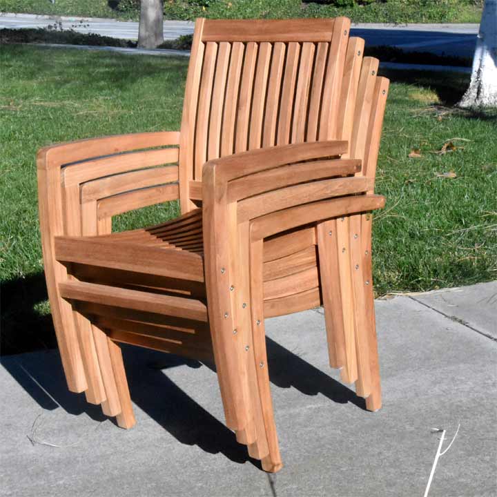 Teak Outdoor stacking dining chair with cushion - Patara