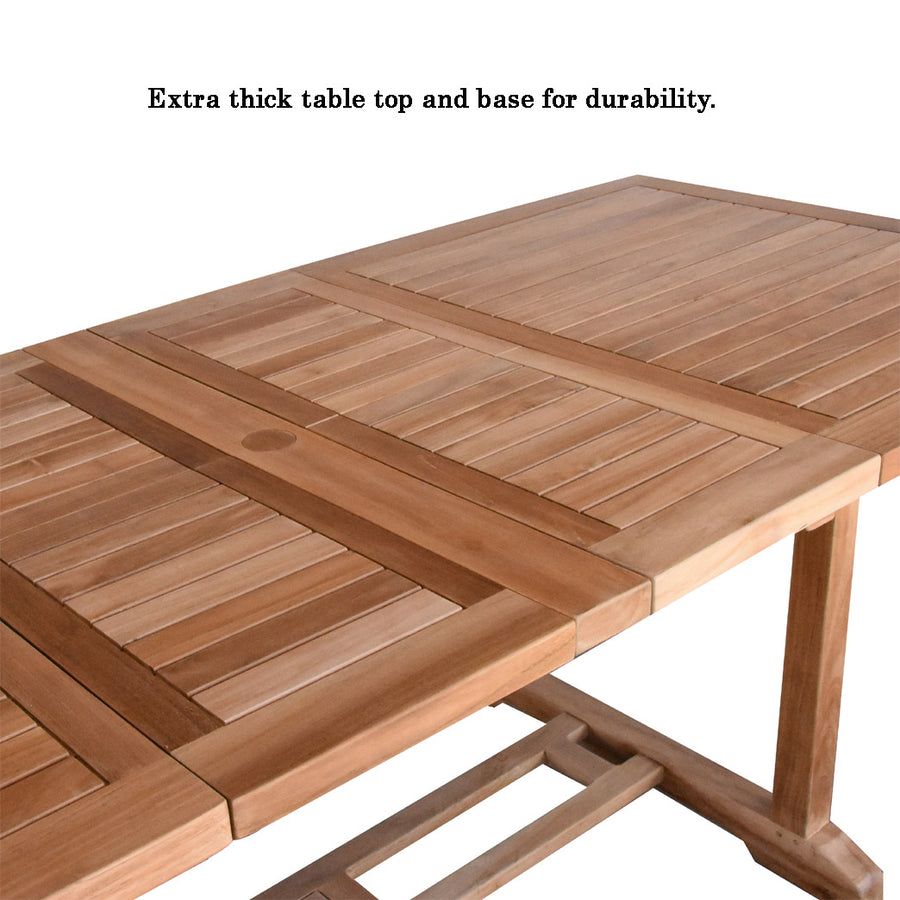 Smith Teak Double Extension Rectangle Table   (Available in 3 sizes)
