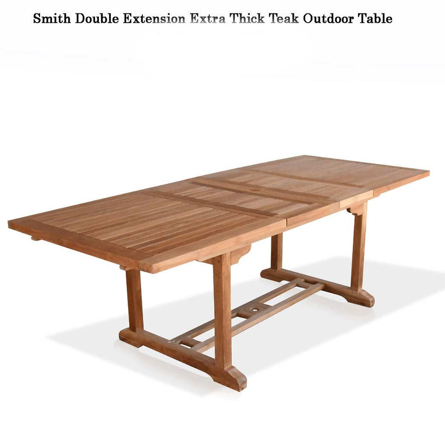 Smith Teak Double Extension Rectangle Table   (Available in 3 sizes)