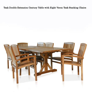 Teak Outdoor Heavy Built Double Extension Rectangle Dining Table Carpenter