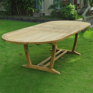 New 9pc Grade-A Teak Outdoor Dining Set-one Double Extension Oval Table 95x40 & 8 Verona Stacking Arm Chairs + cushions