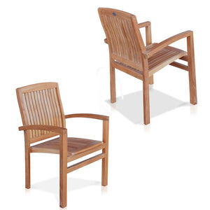New 11pc Grade-A Teak Outdoor Dining Set-one Double Extension Oval Table 118x40 & 10 Verona Stacking Arm Chairs + cushions