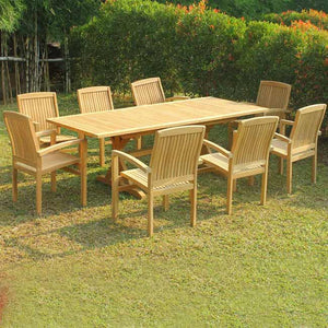 Teak Outdoor Heavy Built Double Extension Rectangle Dining Table Carpenter